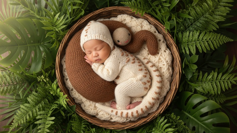 Tạo ảnh newborn cho bé sinh tuổi rắn