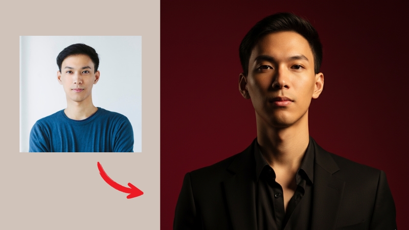 Prompt tạo ảnh profile nền đỏ