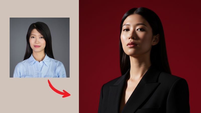 Prompt tạo ảnh profile studio nền đỏ