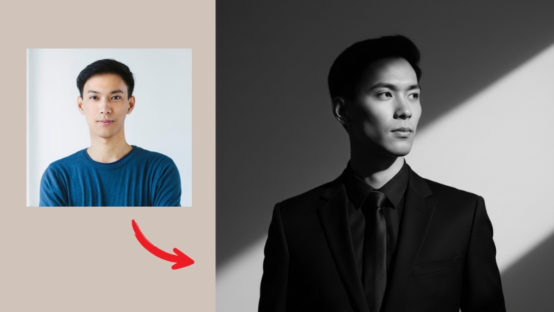 Prompt tạo ảnh profile trắng đen cho nam