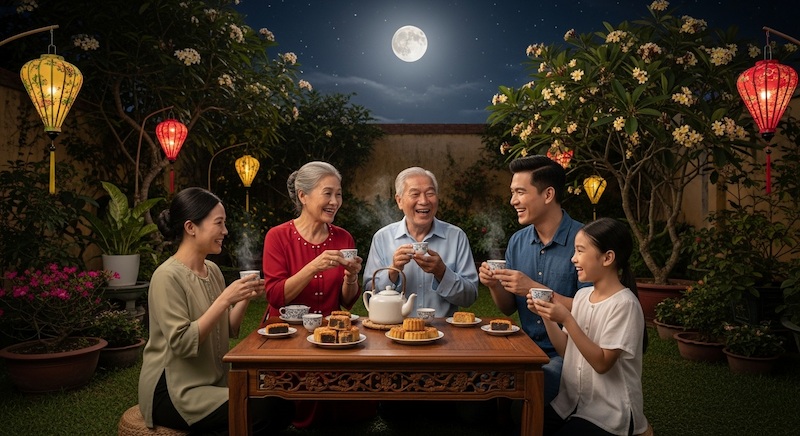 Tạo ảnh gia đình sum họp đón Trung thu với Imagen 4