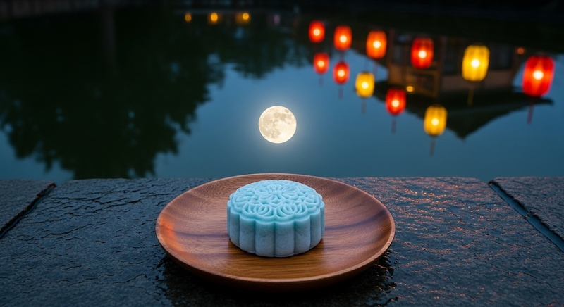 Prompt tạo mẫu bánh Trung Thu trong phối cảnh đêm trăng