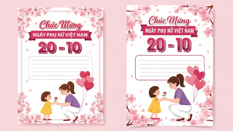 Mẫu thiệp 20/10 tặng bà và mẹ do AI tạo