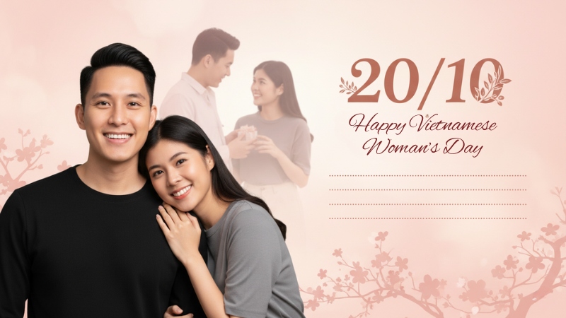 Prompt tạo mẫu thiệp 20/10 lãng mạn cho vợ và người yêu