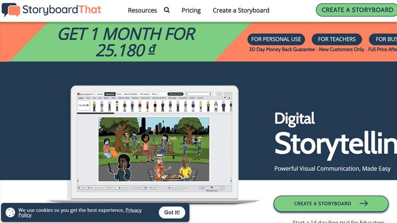 Storyboard That là công cụ tạo storyboard được yêu thích