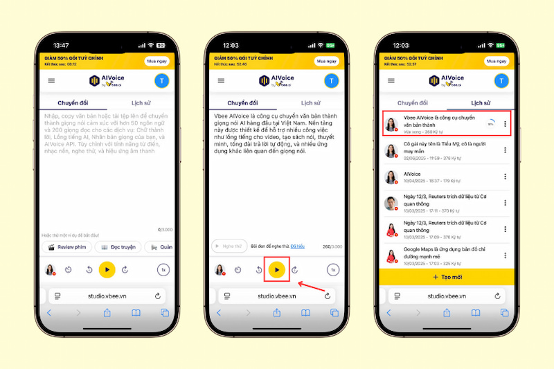 Tạo giọng nói trên Vbee AI