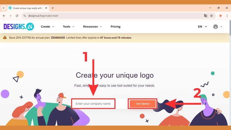 Tạo logo chuyên nghiệp trên Designs AI