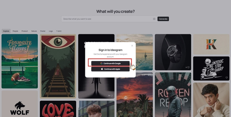 Mở trang web Ideogram AI và tạo tài khoản