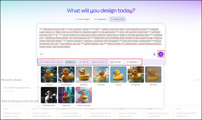 Tạo video AI trên Canva