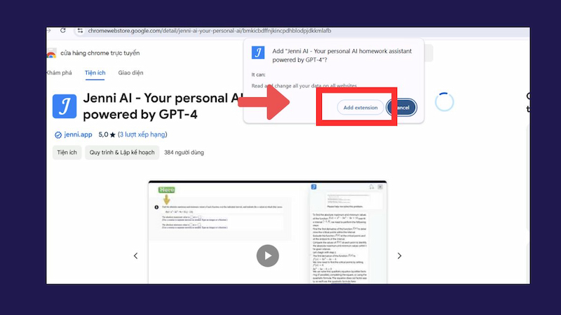 Cài đặt tiện ích Jenni AI trên Google Chrome