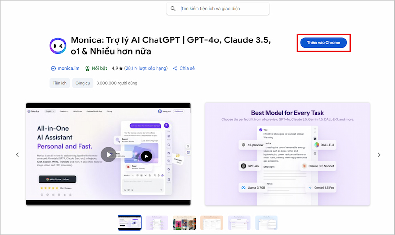 Thêm tiện ích Monica AI