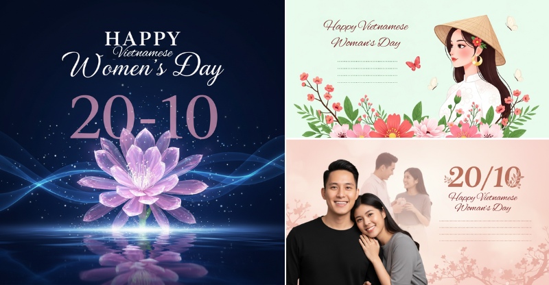 Tổng hợp prompt tạo thiệp, poster 20/10 chúc mừng ngày Phụ Nữ Việt Nam