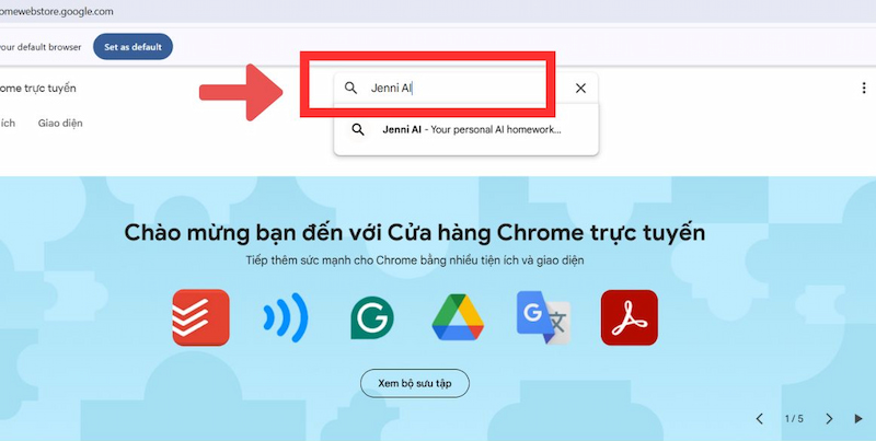 Tìm kiếm tiện ích mở rộng Jenni AI