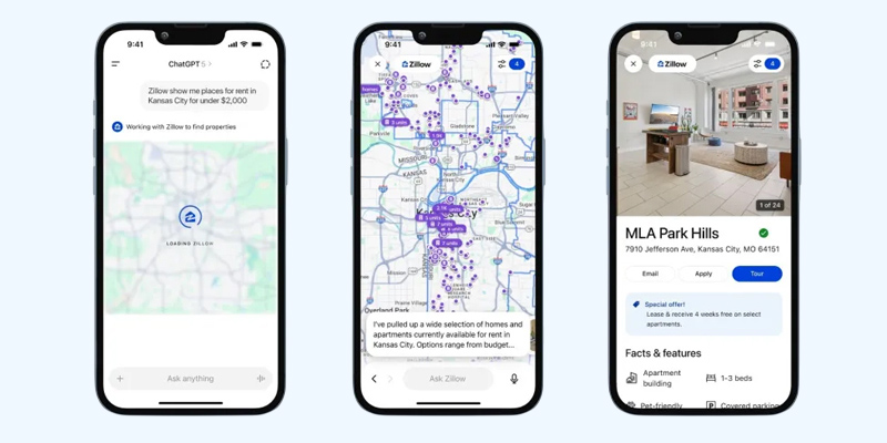 Tích hợp Zillow cho phép tìm kiếm bất động sản trực tiếp trong giao diện chat