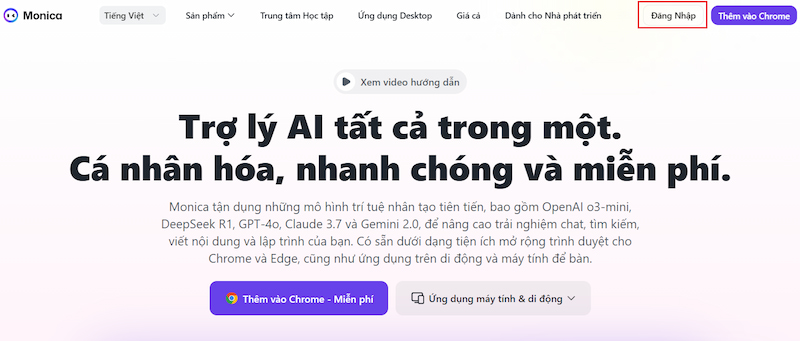 Truy cập vào trang Monica