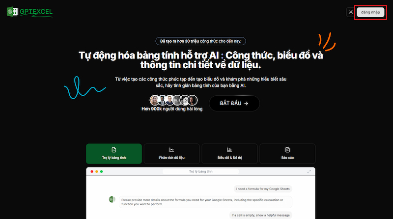 Truy cập GPTExcel