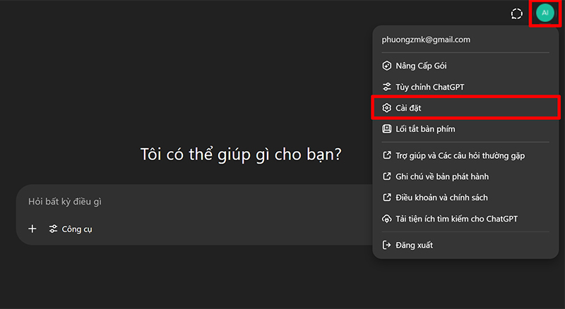 Truy cập cài đặt bảo mật tài khoản