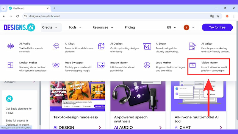 Video Maker trên Designs AI