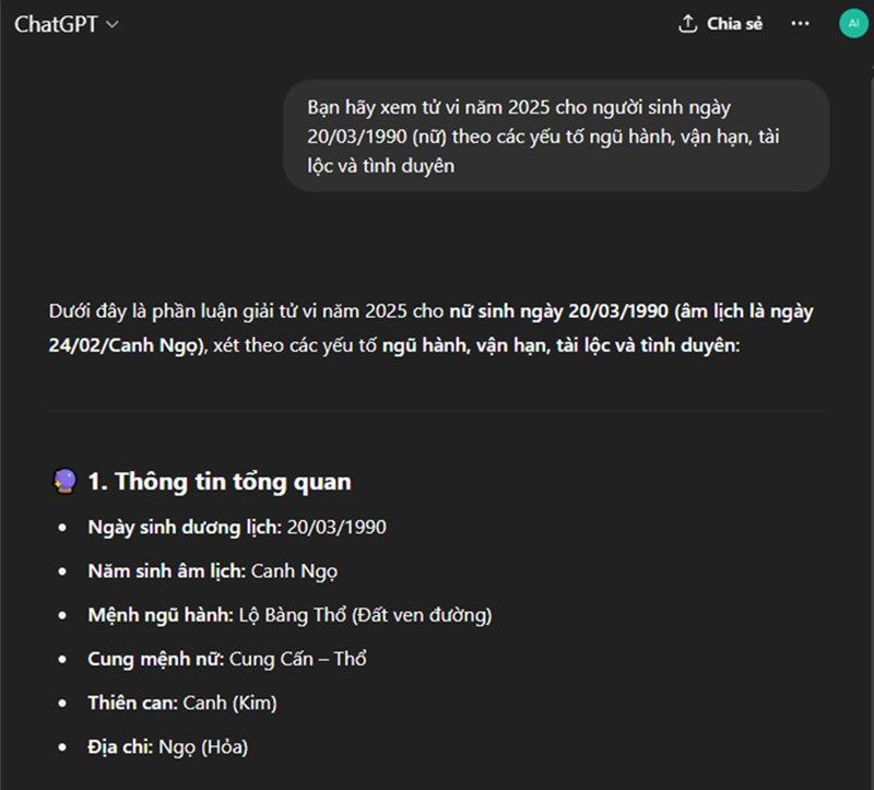 Viết prompt xem tử vi hiệu quả