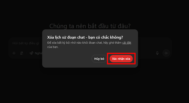 Xóa lịch sử ChatGPT trên máy tính