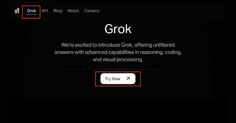 Để bắt đầu sử dụng Grok AI truy cập trang web Grok