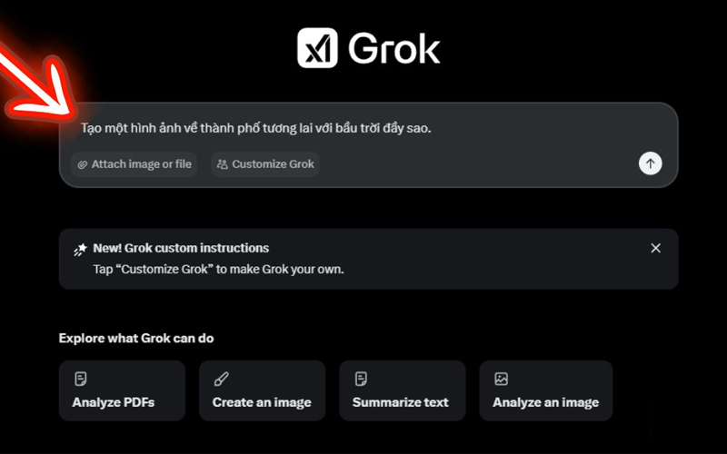 Người dùng có thể yêu cầu Grok tạo hình ảnh dựa trên mô tả văn bản