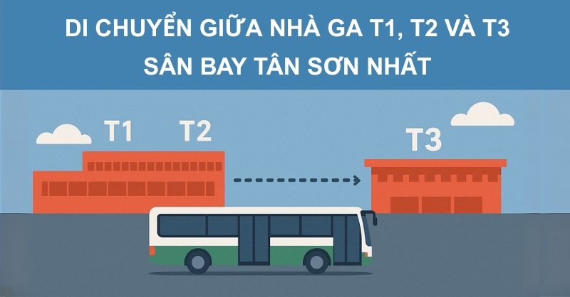 Di chuyển giữa nhà ga T1, T2 và T3 sân bay Tân Sơn Nhất