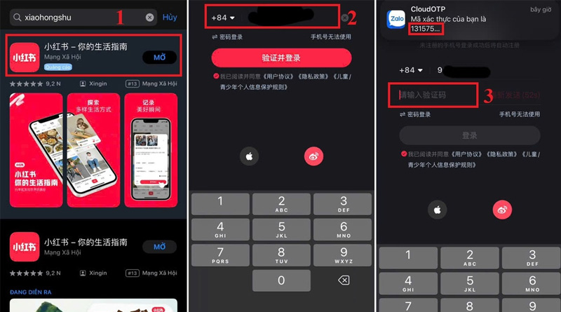 Các bước đăng ký tài khoản Xiaohongshu thông qua số điện thoại