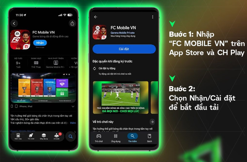 Tải FC Mobile Việt Nam trên điện thoại iPhoen và Android