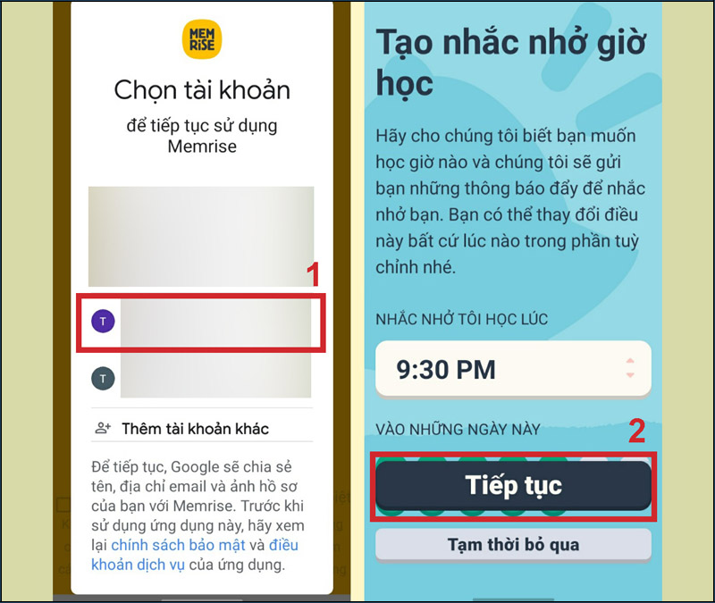 Thiết lập thời gian nhắc nhở học hằng ngày