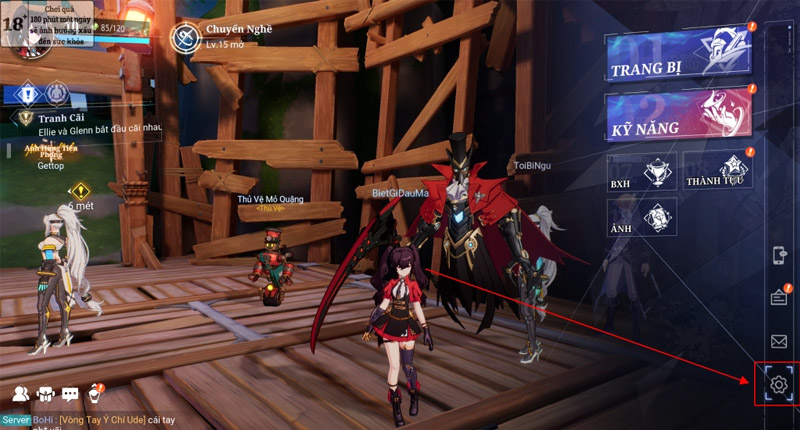 Tại giao diện chính của game chọn vào menu và chọn Cài đặt
