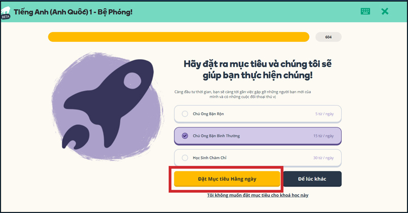 Thiết lập mục tiêu học tập hàng ngày
