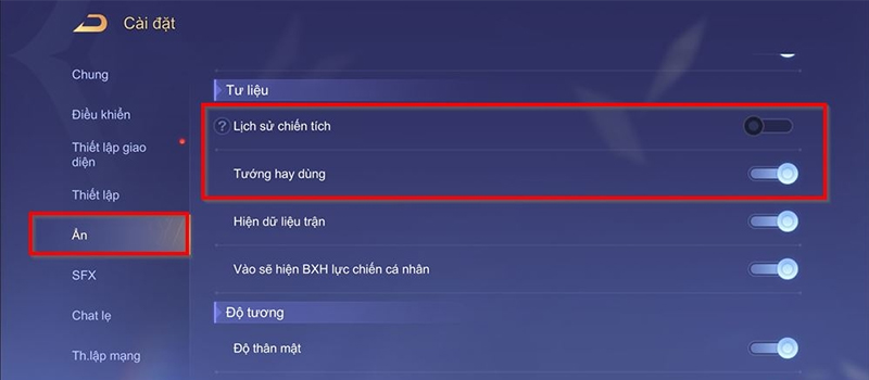 Ẩn lịch sử đấu Liên Quân
