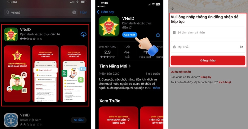 Hướng dẫn cách cập nhật lên phiên bản VNeID 2.2.0