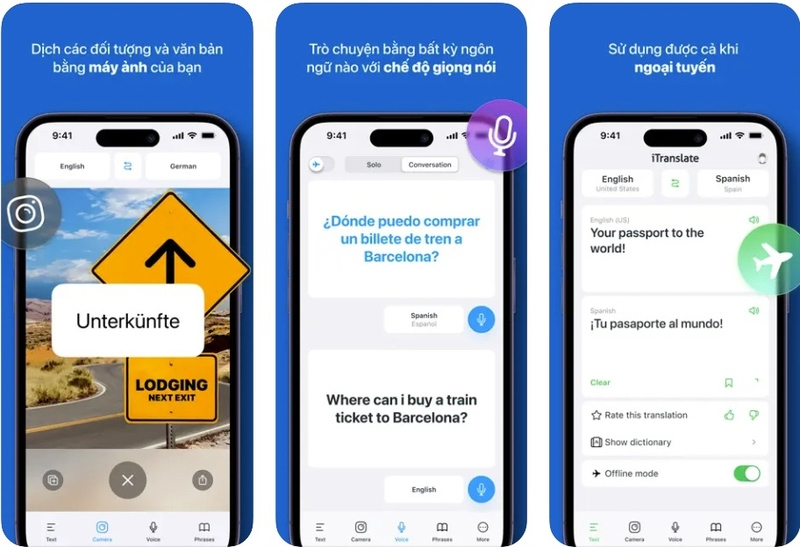 iTranslate là một trong những app dịch trực tiếp trên màn hình điện thoại phổ biến