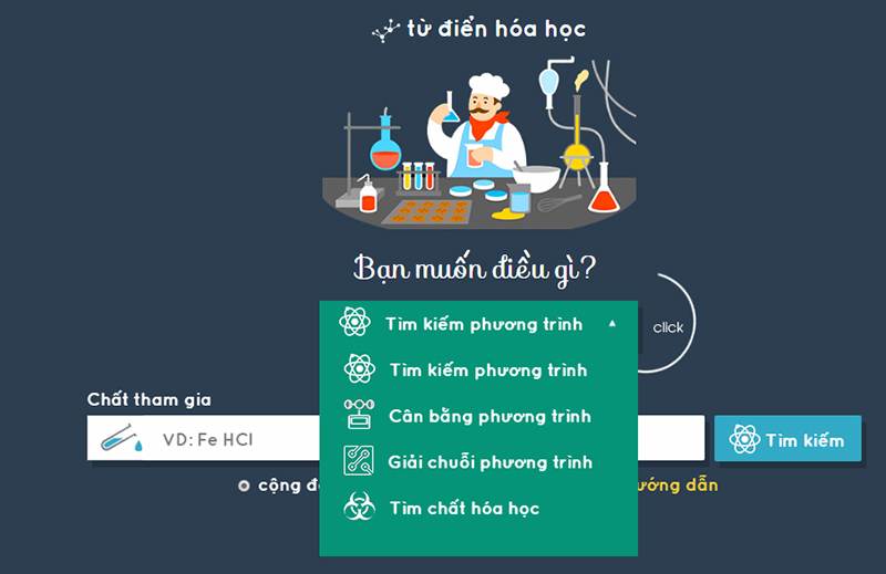 Phương Trình Hóa Học giúp học sinh tìm kiếm và cân bằng phương trình hóa học