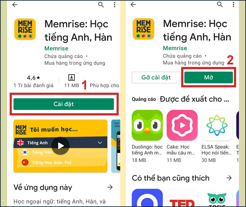 Truy cập App Store hoặc CH Play để tải ứng dụng Memrise