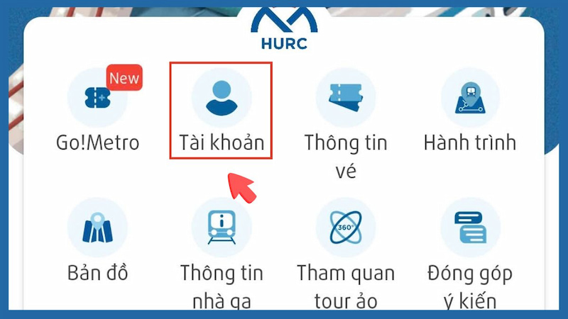 Nhấn vào mục Tài khoản