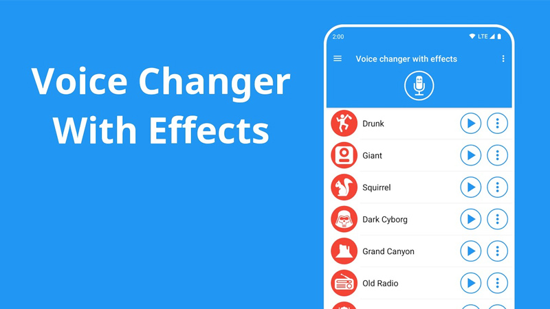 Voice Changer With Effects có giao diện đơn giản, dễ sử dụng