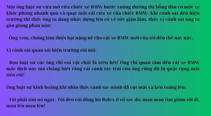 Chuyện luật sư là mẩu chuyện mang đến góc nhìn dí dỏm về nghề luật sư