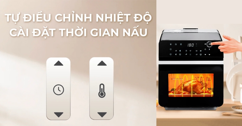 Cài đặt nhiệt độ và thời gian phù hợp với từng món ăn khi sử dụng nồi chiên hơi nước