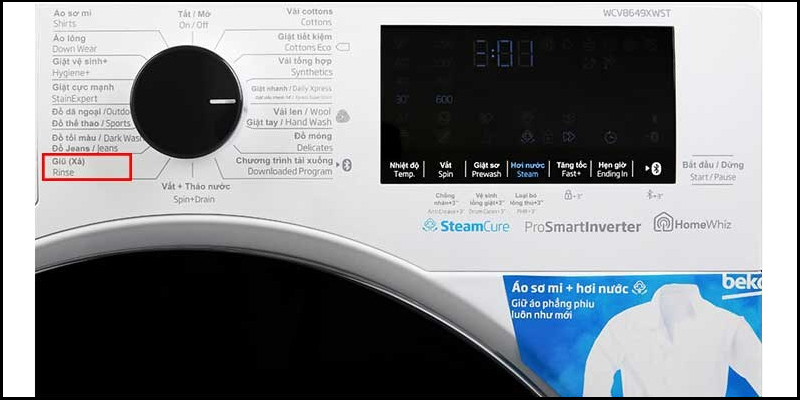 Chương trình Rinse hữu ích khi cần làm sạch quần áo đã được giặt tay