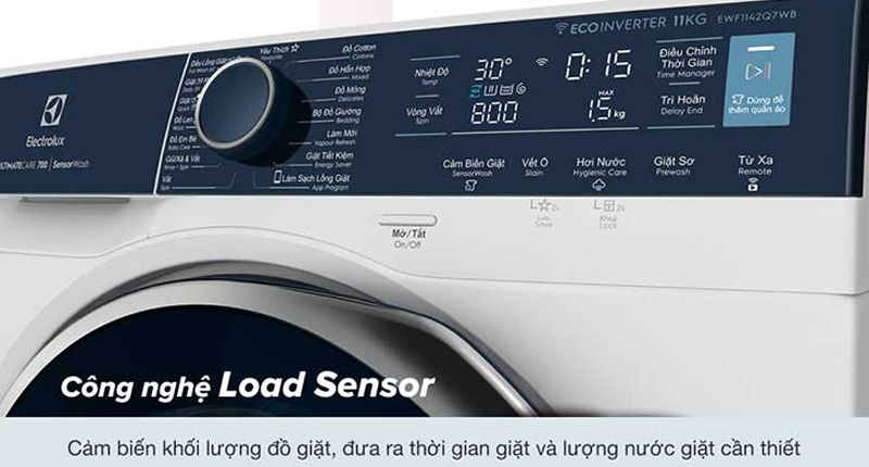 Công nghệ Load Sensor giúp máy giặt tự động nhận biết khối lượng quần áo