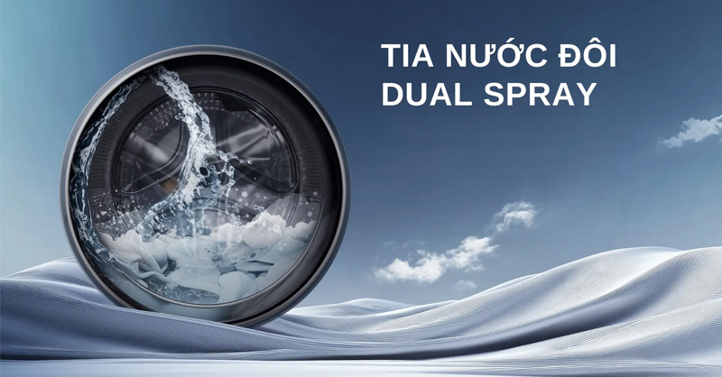 Công nghệ giặt Smart Dual Spray trên máy giặt Aqua
