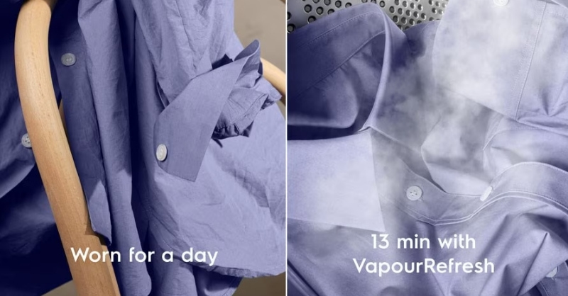 Công nghệ Vapour Care sử dụng hơi nước để làm sạch quần áo