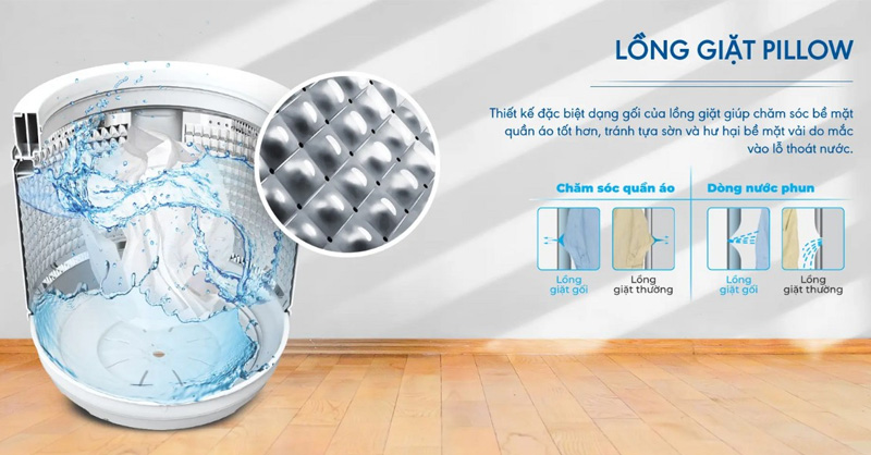 Máy Giặt Aqua 12 Kg AQW-FR120HT.BK tích hợp lồng giặt Pillow