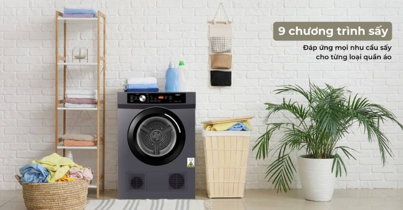Máy Sấy Aqua AQH-V800H.SS được trang bị sẵn đến 9 chương trình sấy