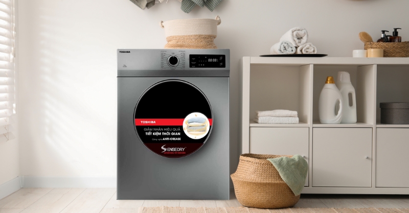 Máy sấy thông hơi Toshiba 7kg TD-H80SEV(SK) thiết kế tối giản, hiện đại