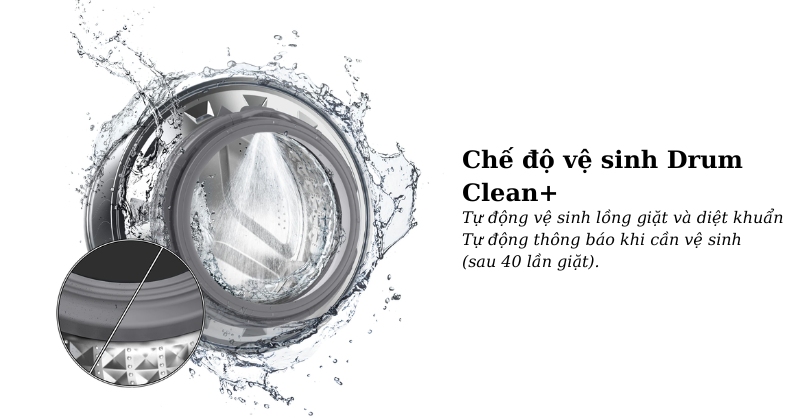 Tự động vệ sinh lồng giặt và diệt khuẩn với Eco Drum Clean+