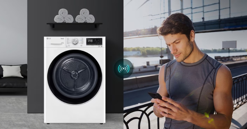 Ứng dụng Smart ThinQ cho phép điều khiển máy sấy từ xa qua wifi